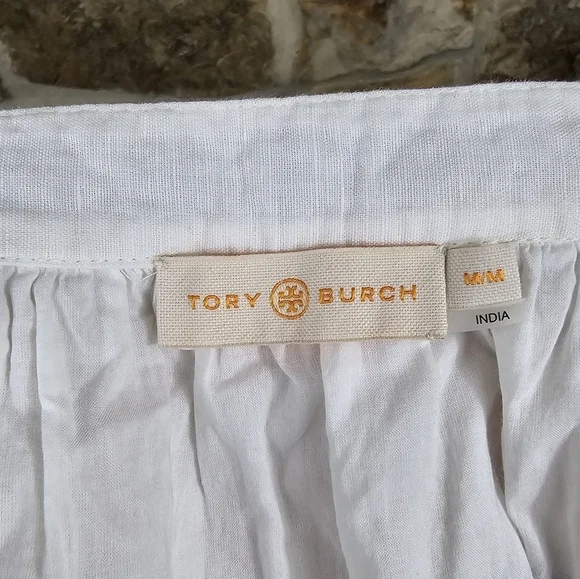 Tory Burch Linen Embroidered Belted Tassel Boho Dress - Picture 8 of 11